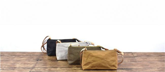 Washable kraft paper cosmetic bag, make up bagwashable kraft paper cosmetic b...