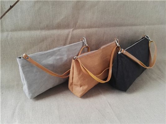 Washable kraft paper cosmetic bag, make up bagwashable kraft paper cosmetic b...