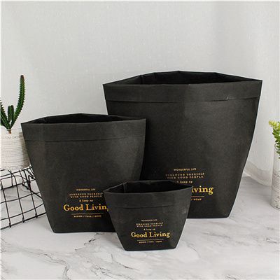 Washable kraft paper storage bag, plant bag, cosmeti washable kraft paper sto...